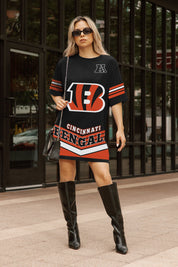CINCINNATI BENGALS PERFECT SCORE RETRO T-SHIRT DRESS