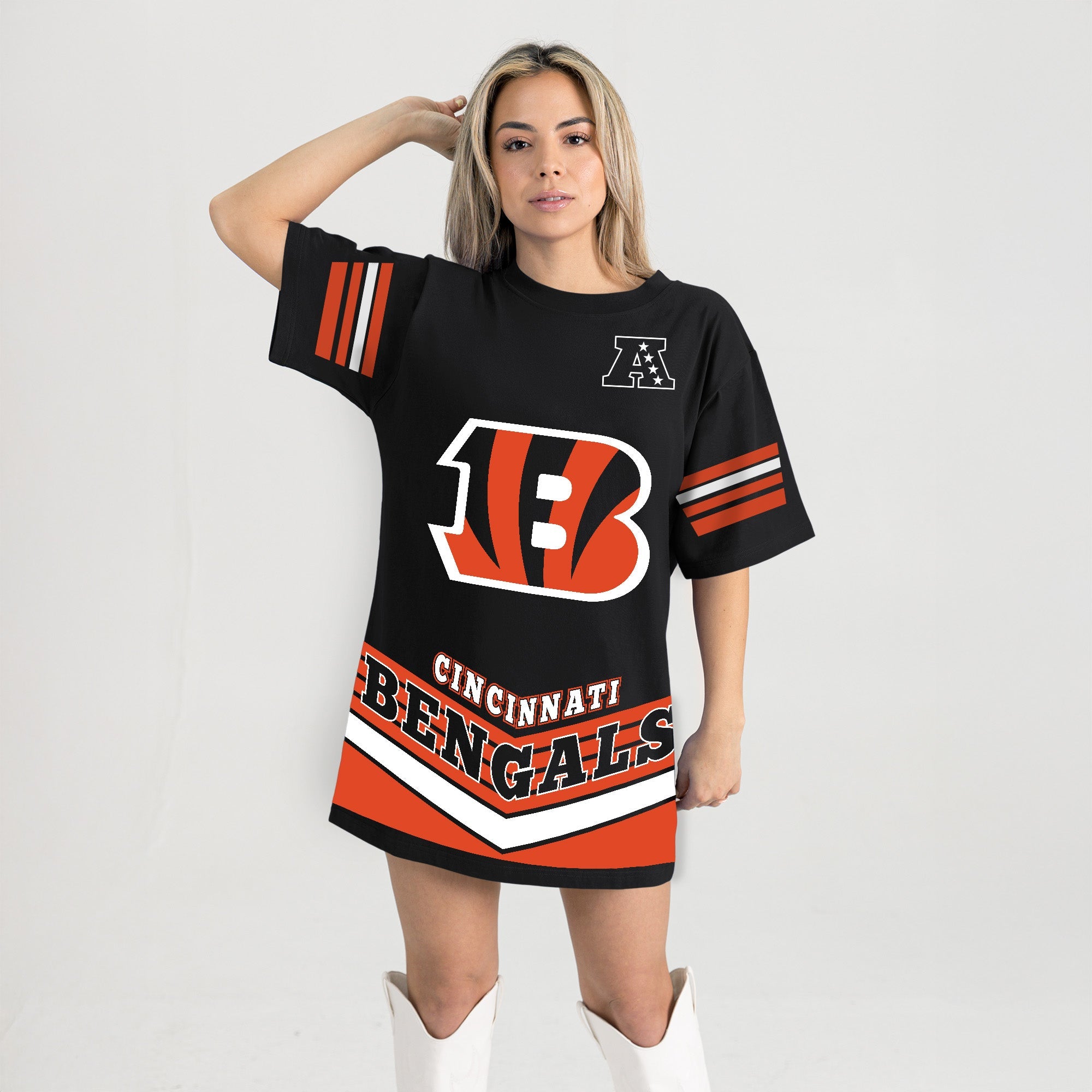 CINCINNATI BENGALS PERFECT SCORE RETRO T-SHIRT DRESS