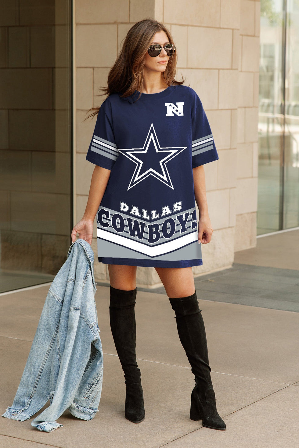Women's Gameday Couture Navy Dallas Cowboys Perfect Score Vintage T-Shirt Dress Size: Large