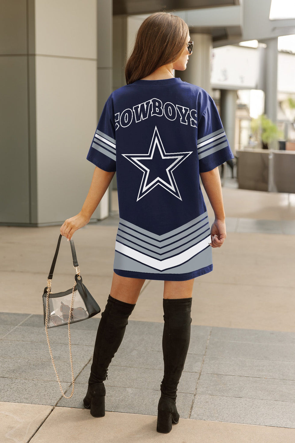 Women's Gameday Couture Navy Dallas Cowboys Perfect Score Vintage T-Shirt Dress Size: Large