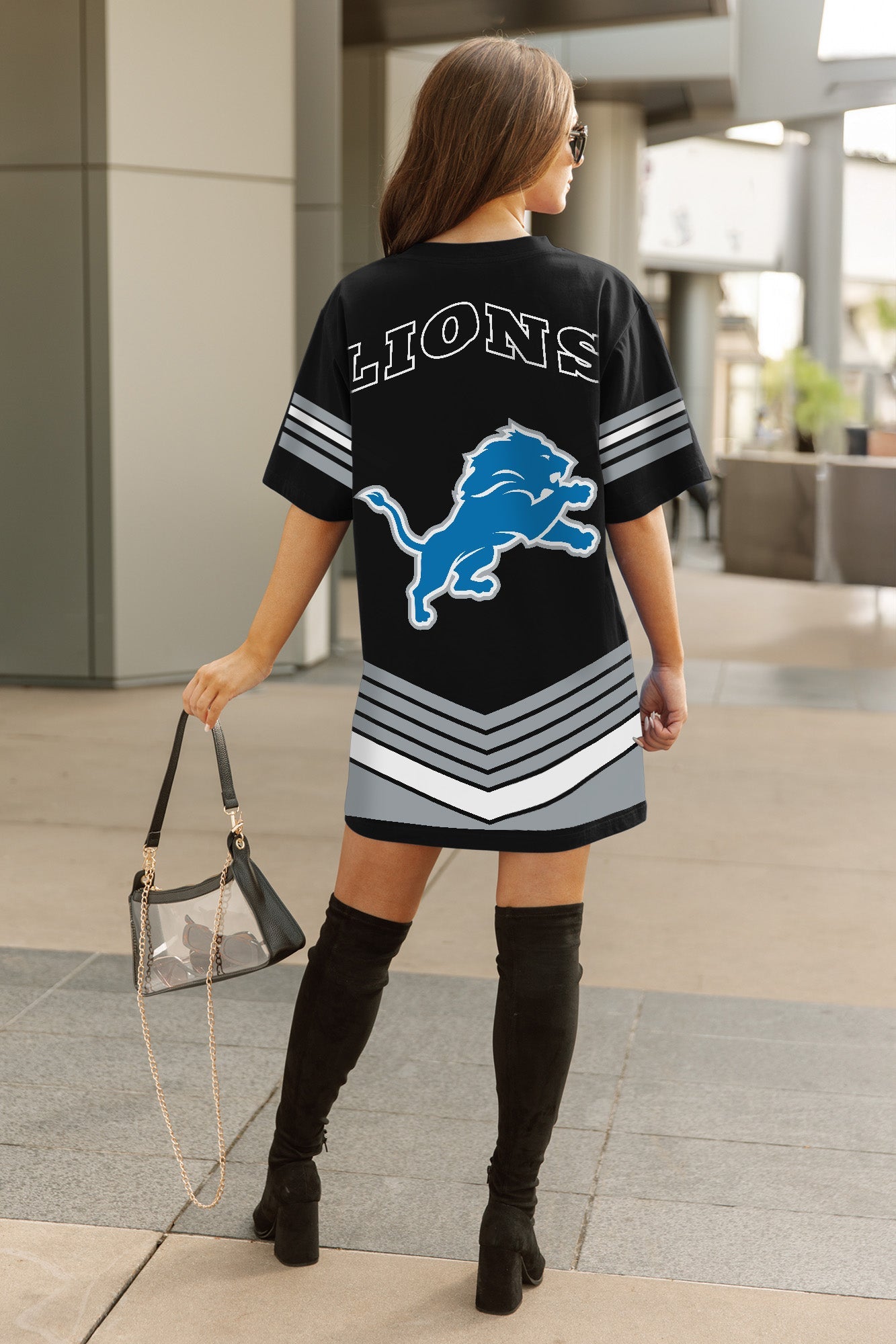 DETROIT LIONS PERFECT SCORE RETRO T-SHIRT DRESS