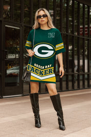 GREEN BAY PACKERS PERFECT SCORE RETRO T-SHIRT DRESS