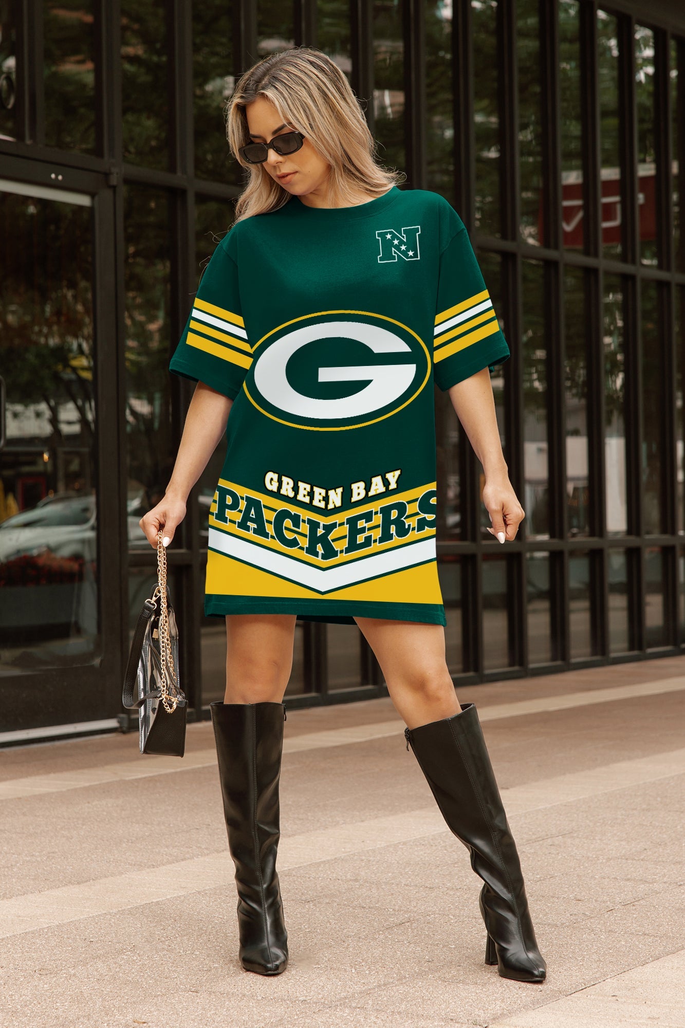 GREEN BAY PACKERS PERFECT SCORE RETRO T-SHIRT DRESS