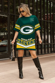 GREEN BAY PACKERS PERFECT SCORE RETRO T-SHIRT DRESS