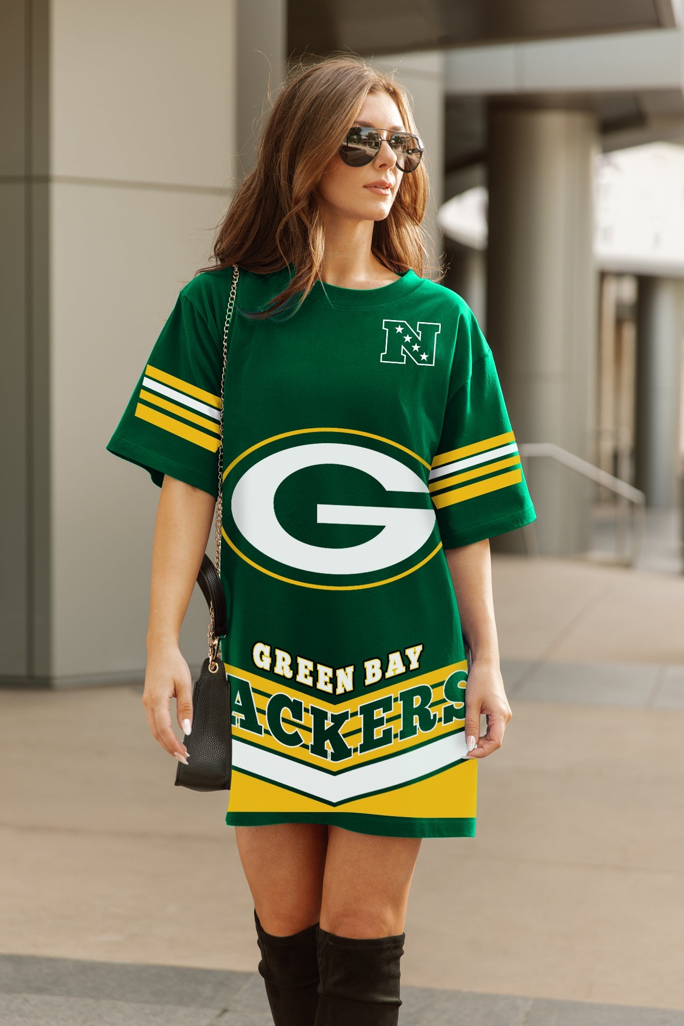 GREEN BAY PACKERS PERFECT SCORE RETRO T-SHIRT DRESS