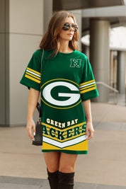 GREEN BAY PACKERS PERFECT SCORE RETRO T-SHIRT DRESS