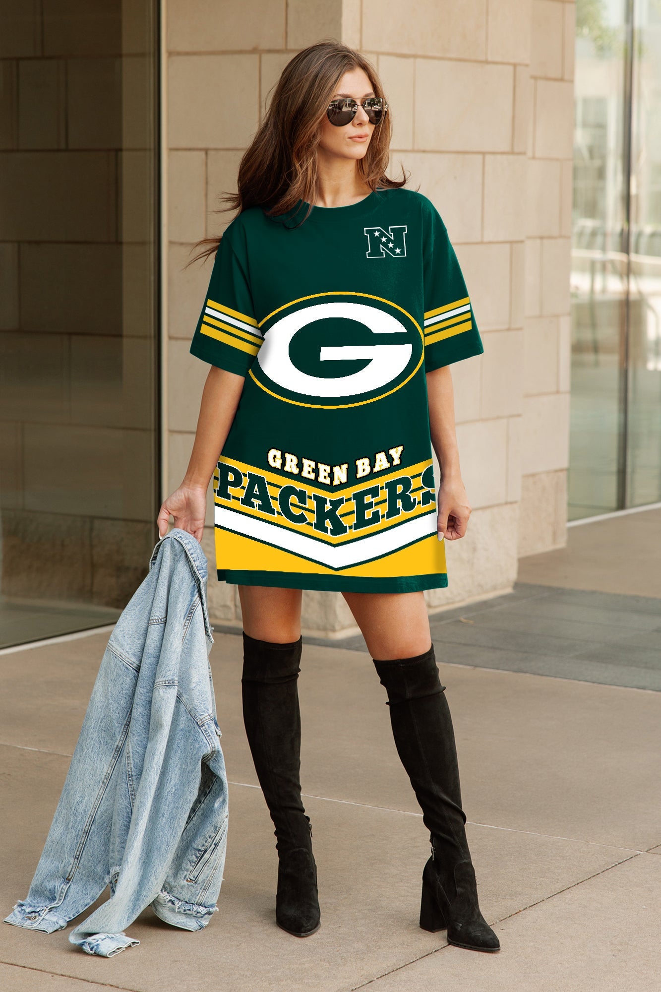 GREEN BAY PACKERS PERFECT SCORE RETRO T-SHIRT DRESS