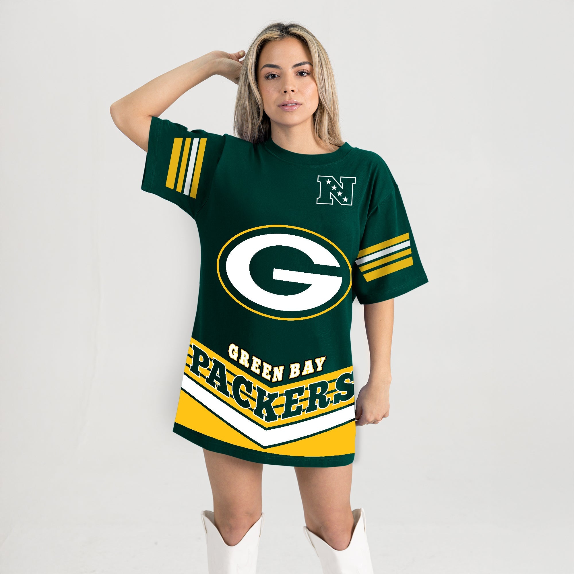GREEN BAY PACKERS PERFECT SCORE RETRO T-SHIRT DRESS