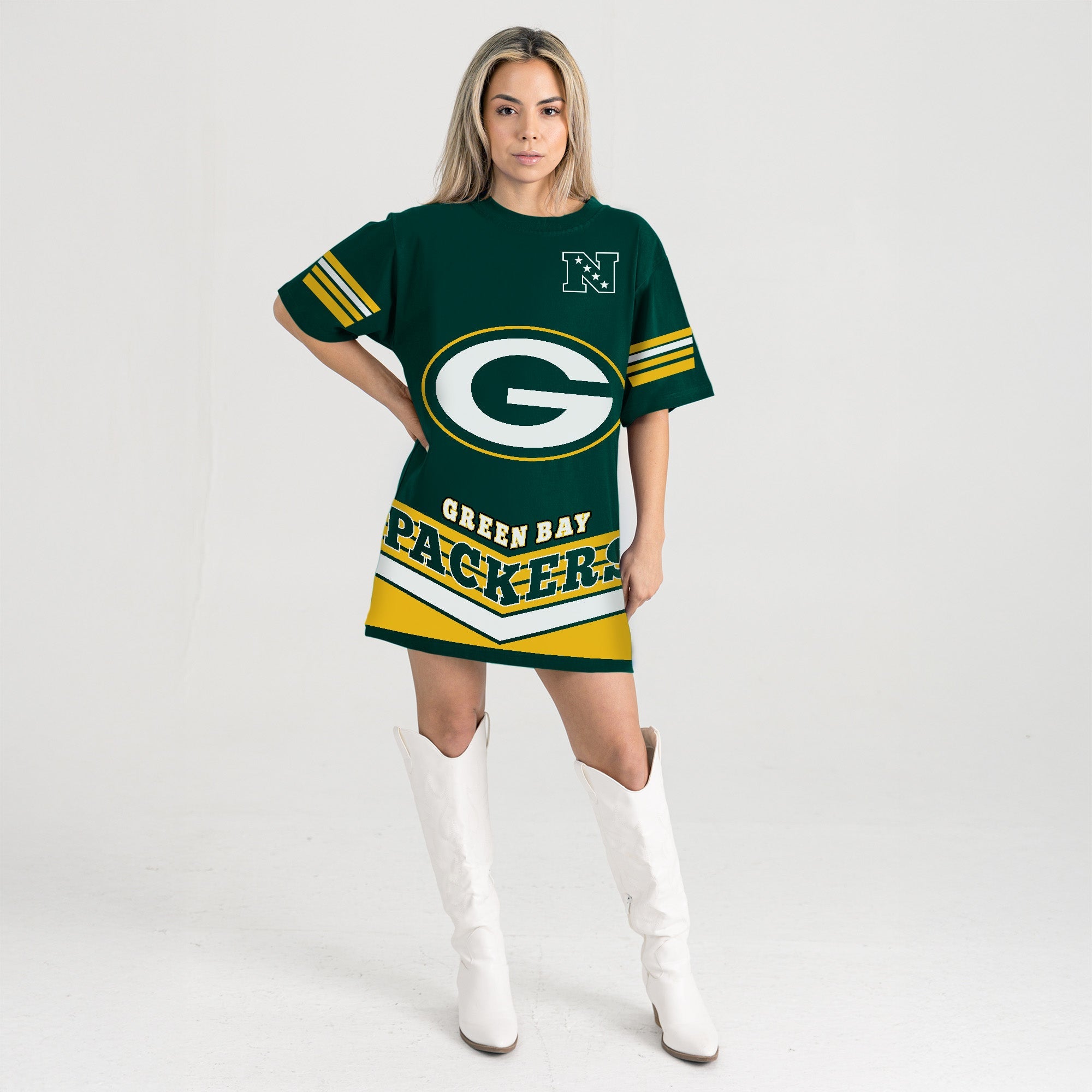 GREEN BAY PACKERS PERFECT SCORE RETRO T-SHIRT DRESS