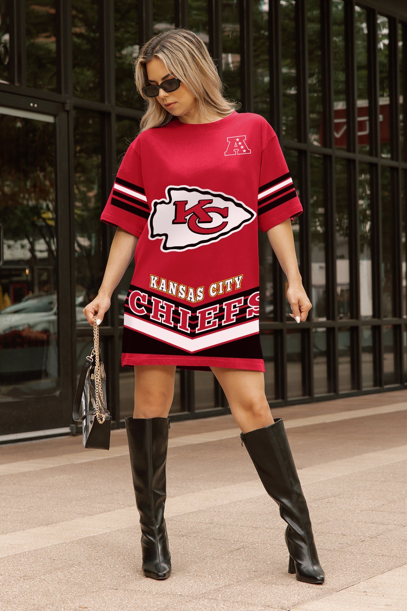 KANSAS CITY CHIEFS PERFECT SCORE RETRO T-SHIRT DRESS