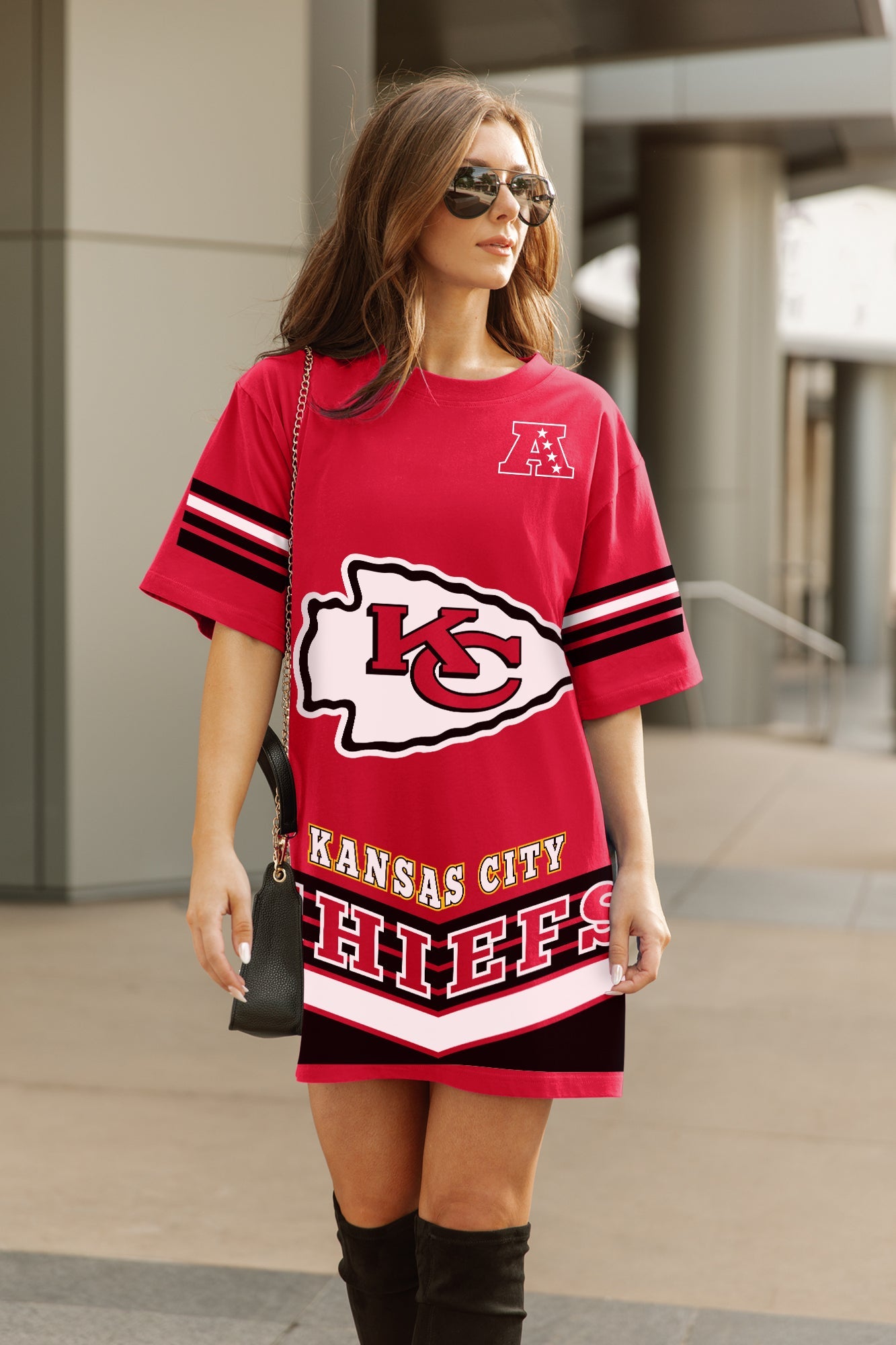KANSAS CITY CHIEFS PERFECT SCORE RETRO T-SHIRT DRESS