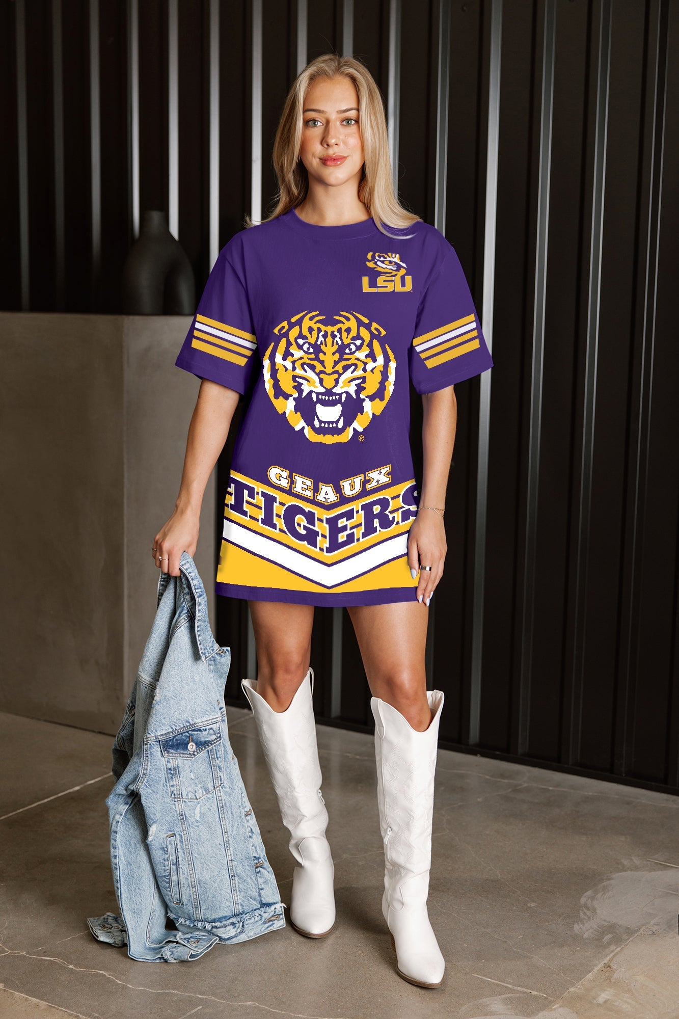 LSU TIGERS PERFECT SCORE RETRO T-SHIRT DRESS