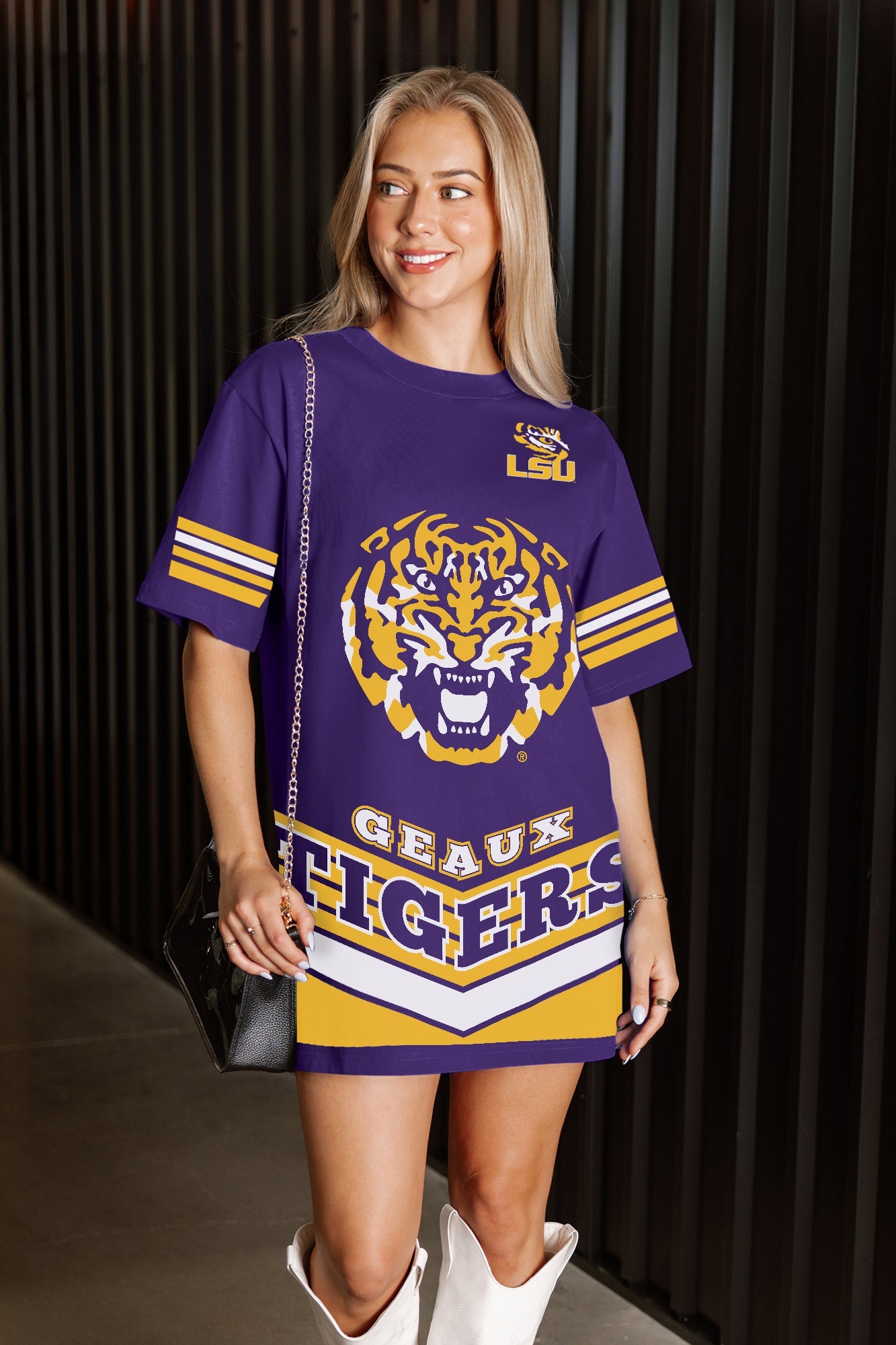 LSU TIGERS PERFECT SCORE RETRO T-SHIRT DRESS