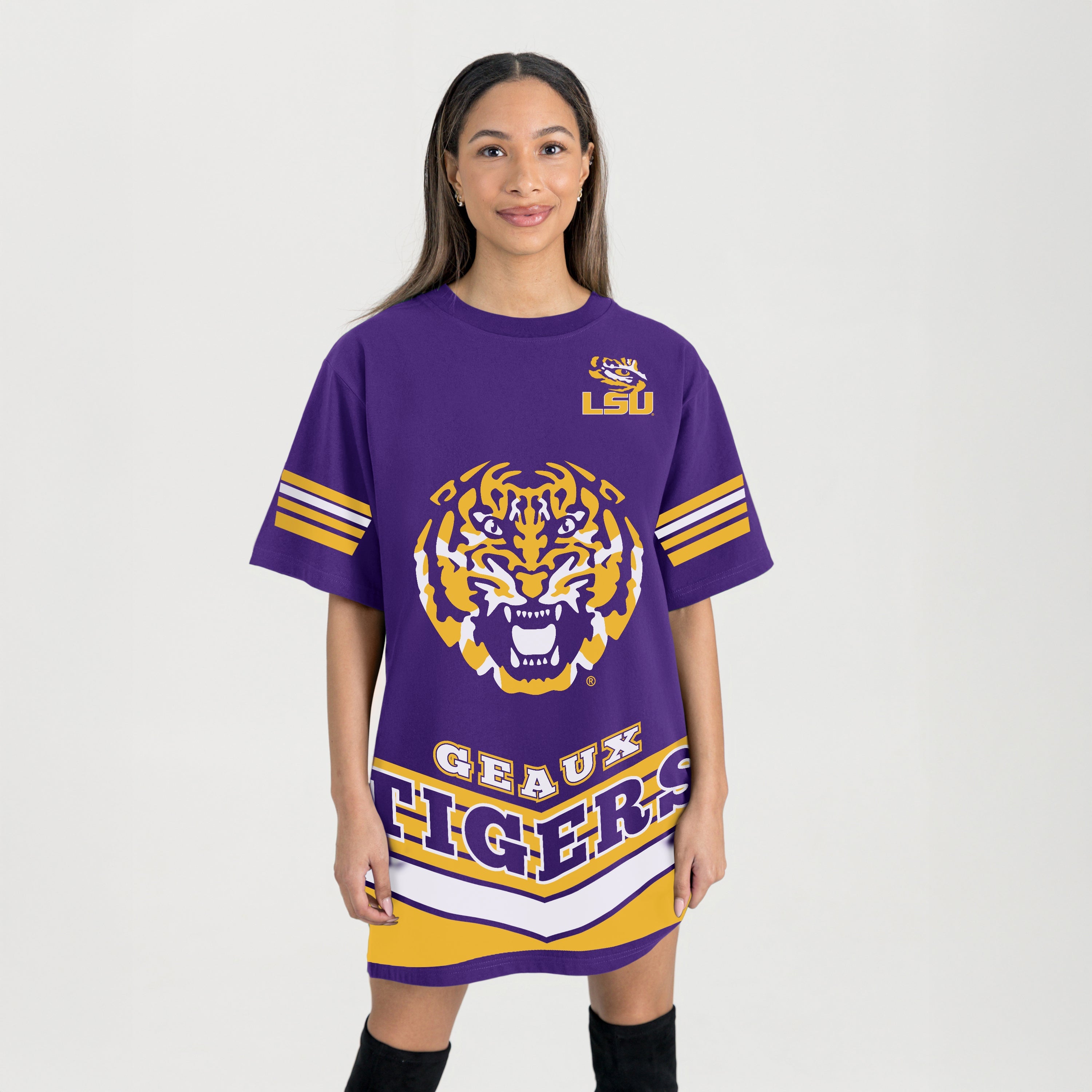 LSU TIGERS PERFECT SCORE RETRO T-SHIRT DRESS