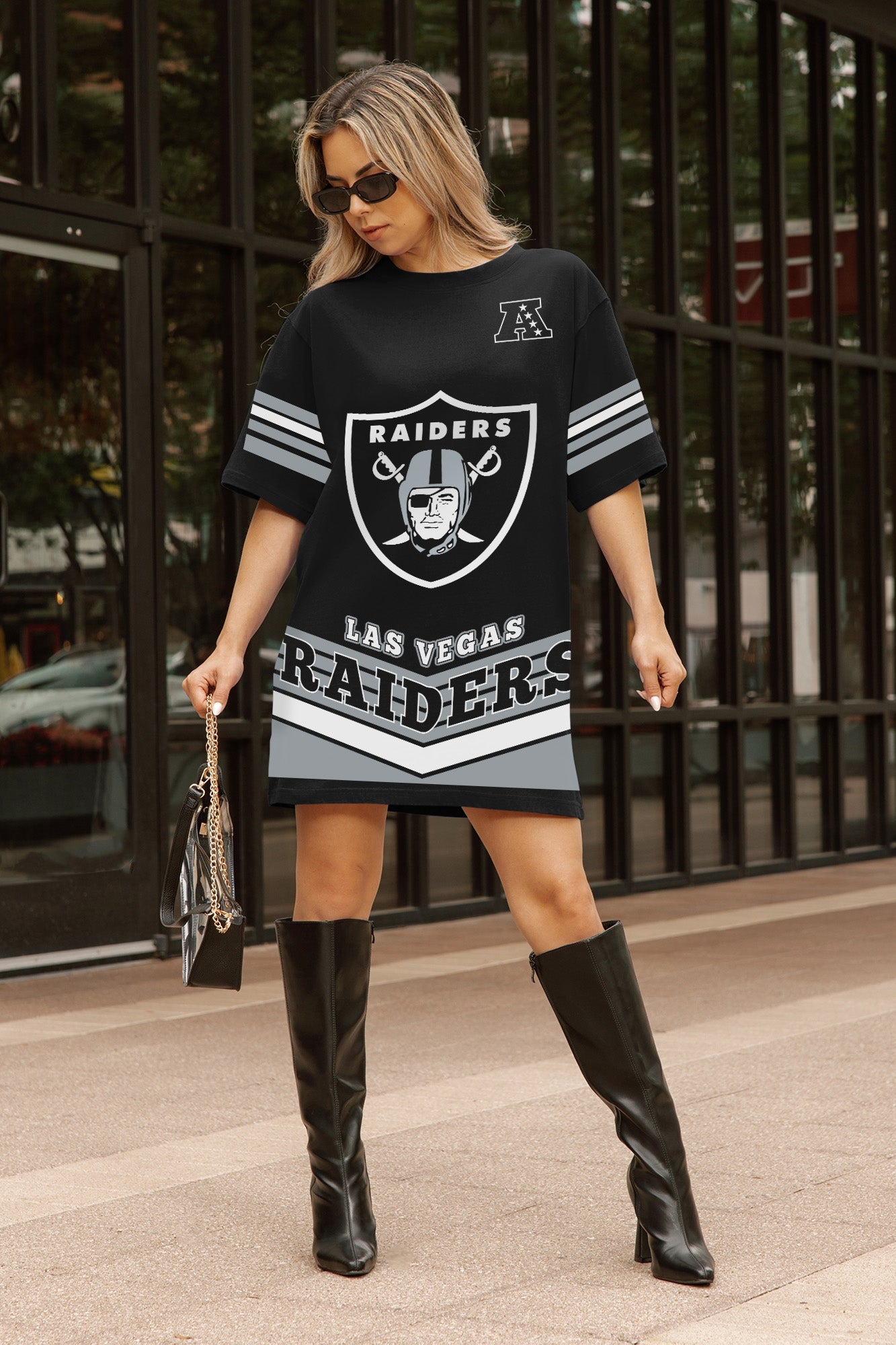 LAS VEGAS RAIDERS PERFECT SCORE RETRO T-SHIRT DRESS