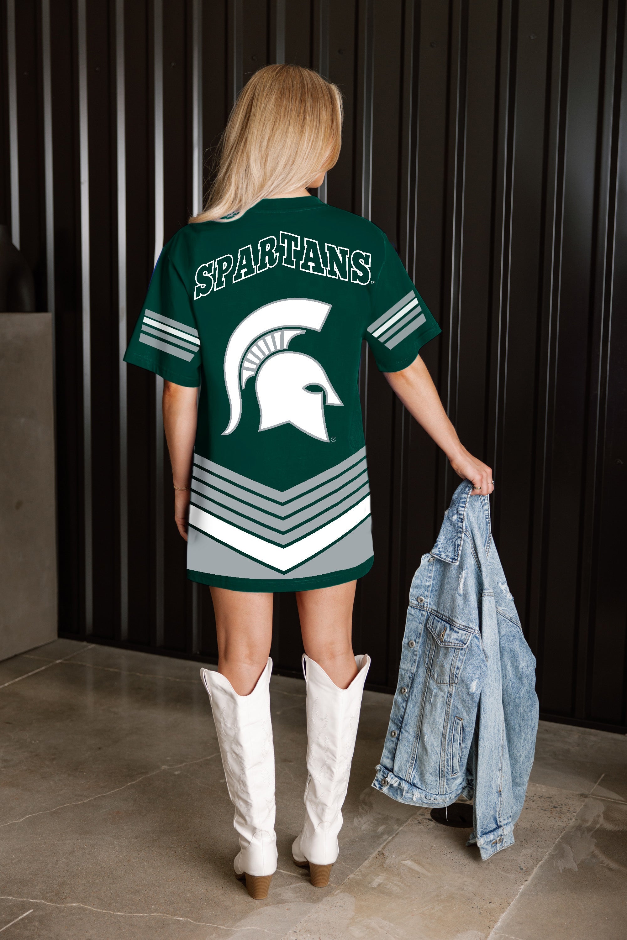 MICHIGAN STATE SPARTANS PERFECT SCORE RETRO T-SHIRT DRESS
