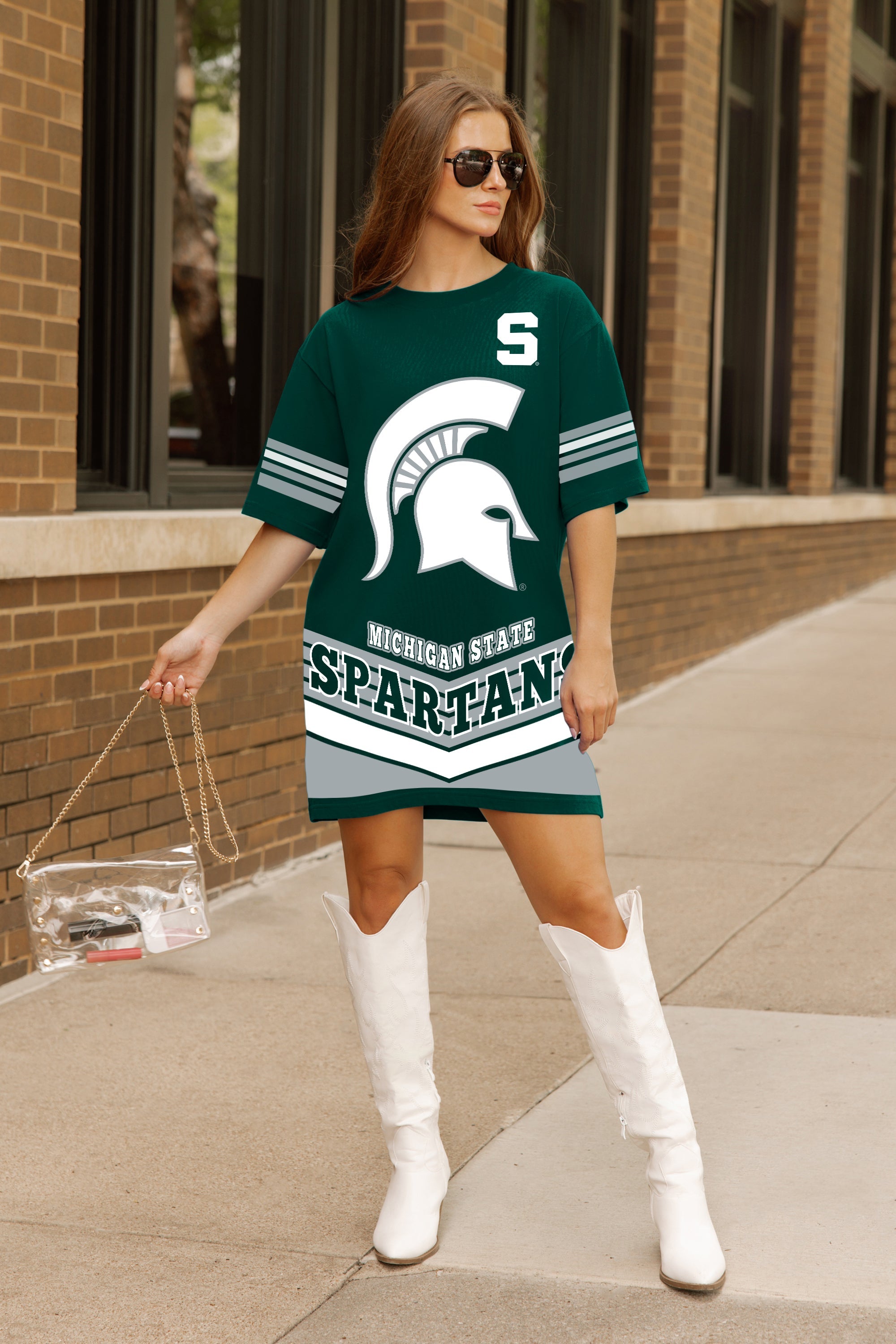 MICHIGAN STATE SPARTANS PERFECT SCORE RETRO T-SHIRT DRESS