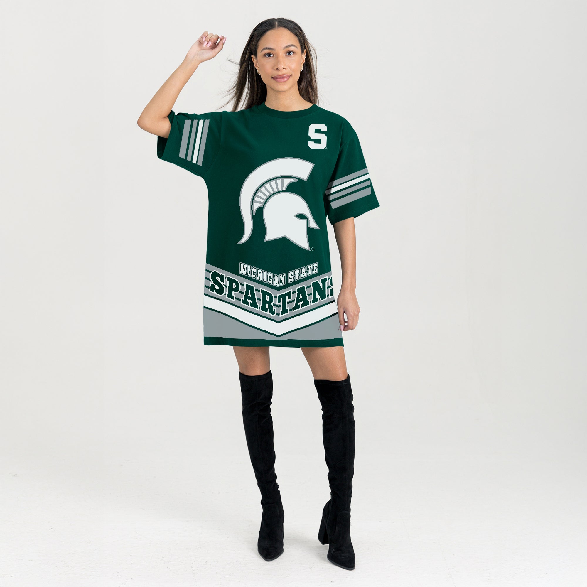MICHIGAN STATE SPARTANS PERFECT SCORE RETRO T-SHIRT DRESS