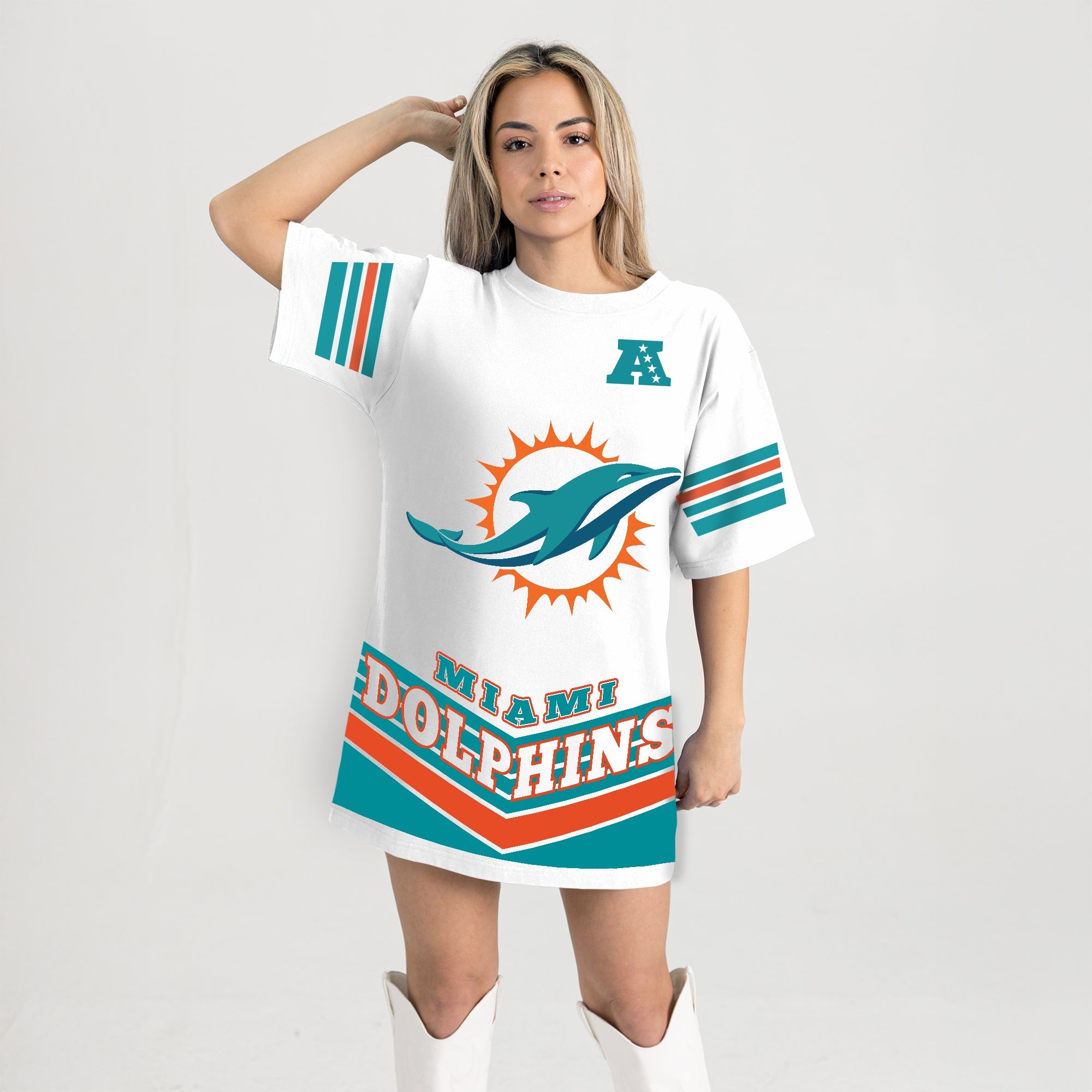 MIAMI DOLPHINS PERFECT SCORE RETRO T-SHIRT DRESS