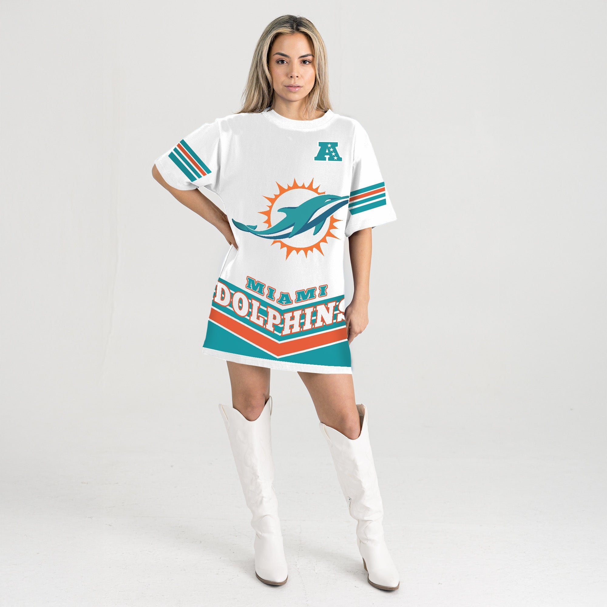 MIAMI DOLPHINS PERFECT SCORE RETRO T-SHIRT DRESS