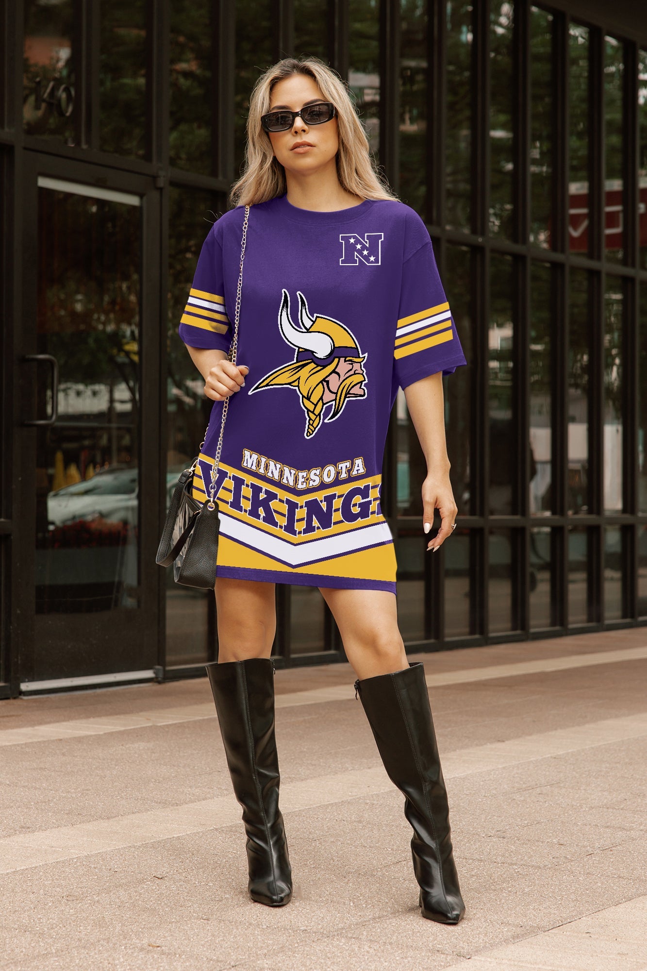 MINNESOTA VIKINGS PERFECT SCORE RETRO T-SHIRT DRESS