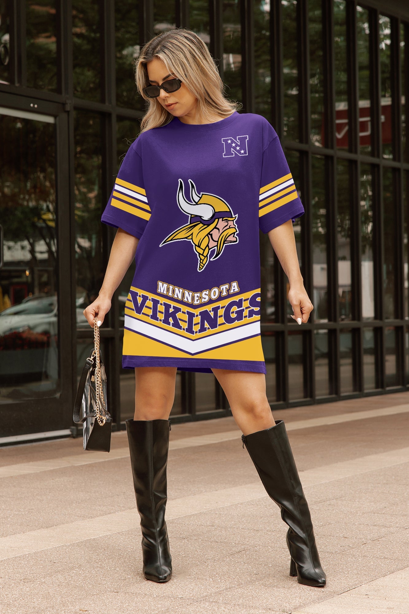 MINNESOTA VIKINGS PERFECT SCORE RETRO T-SHIRT DRESS