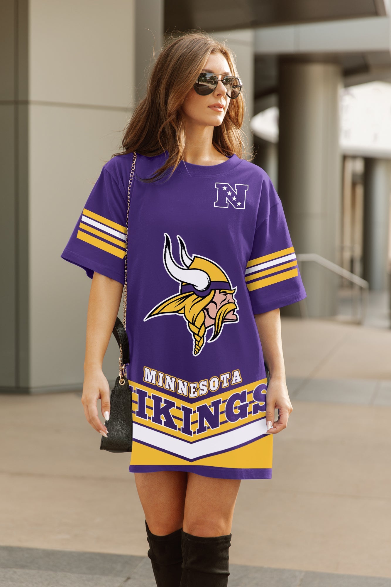 MINNESOTA VIKINGS PERFECT SCORE RETRO T-SHIRT DRESS