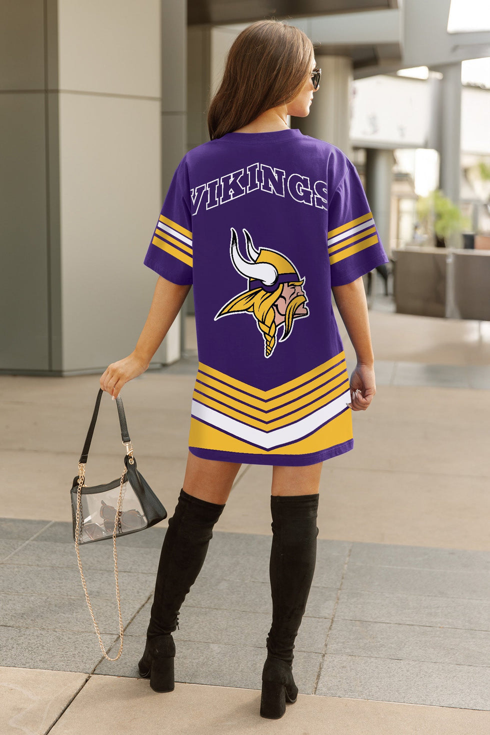 football t shirt dress Women's Minnesota Vikings Perfect Score Retro T-Shirt Dress