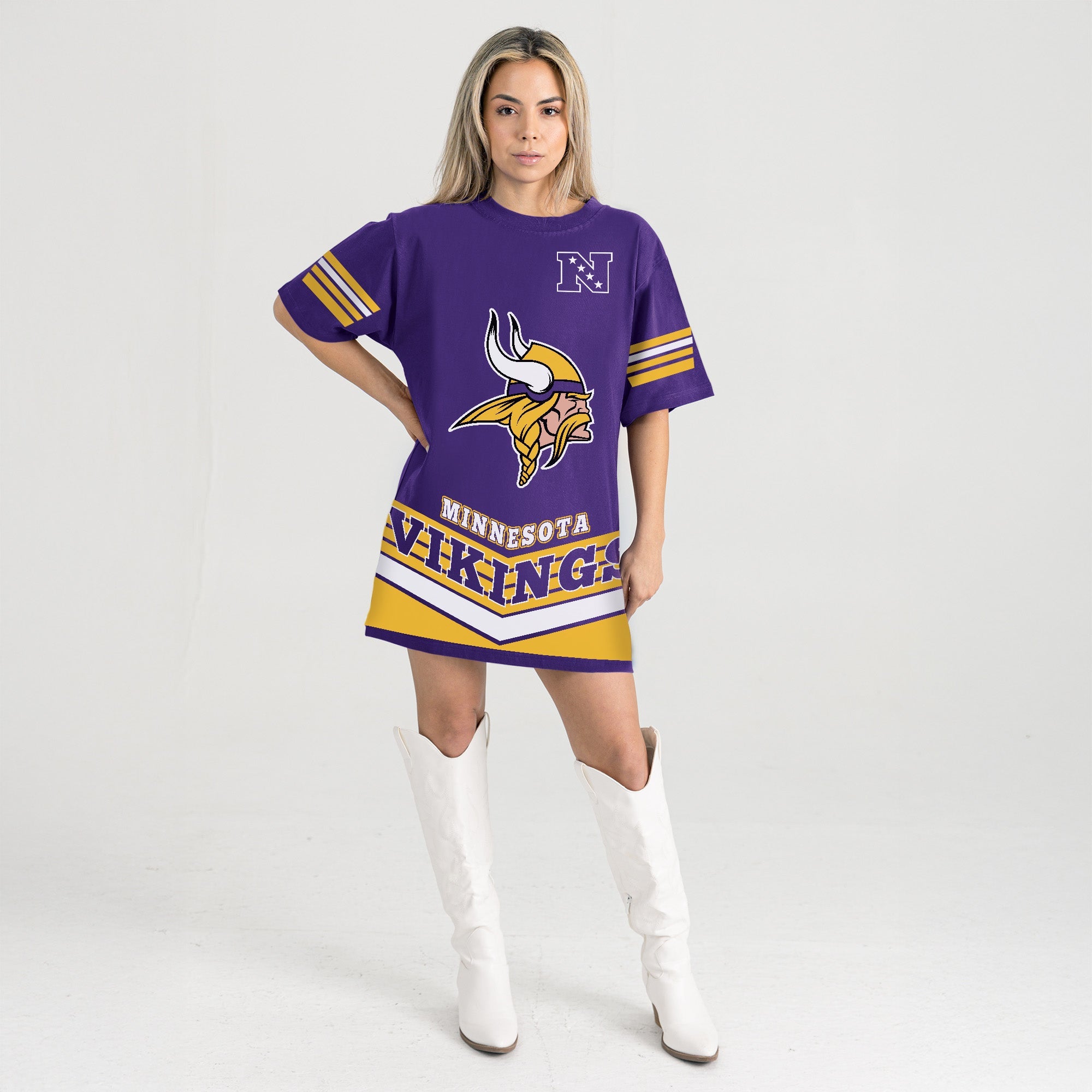 MINNESOTA VIKINGS PERFECT SCORE RETRO T-SHIRT DRESS