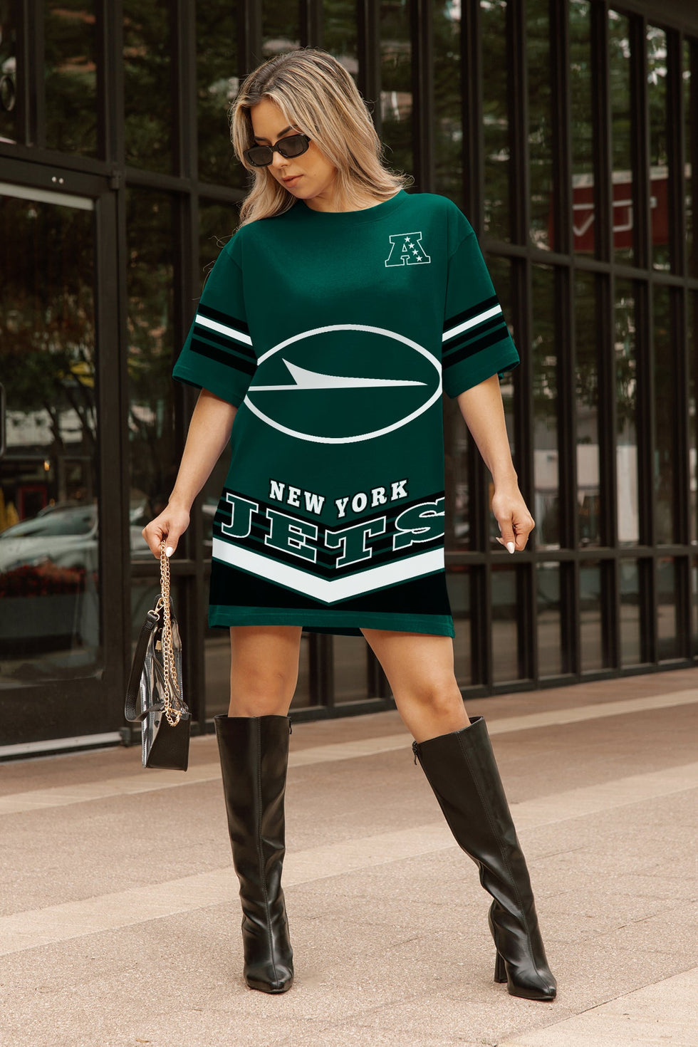Women's New York Jets Perfect Score Retro T-shirt Dress