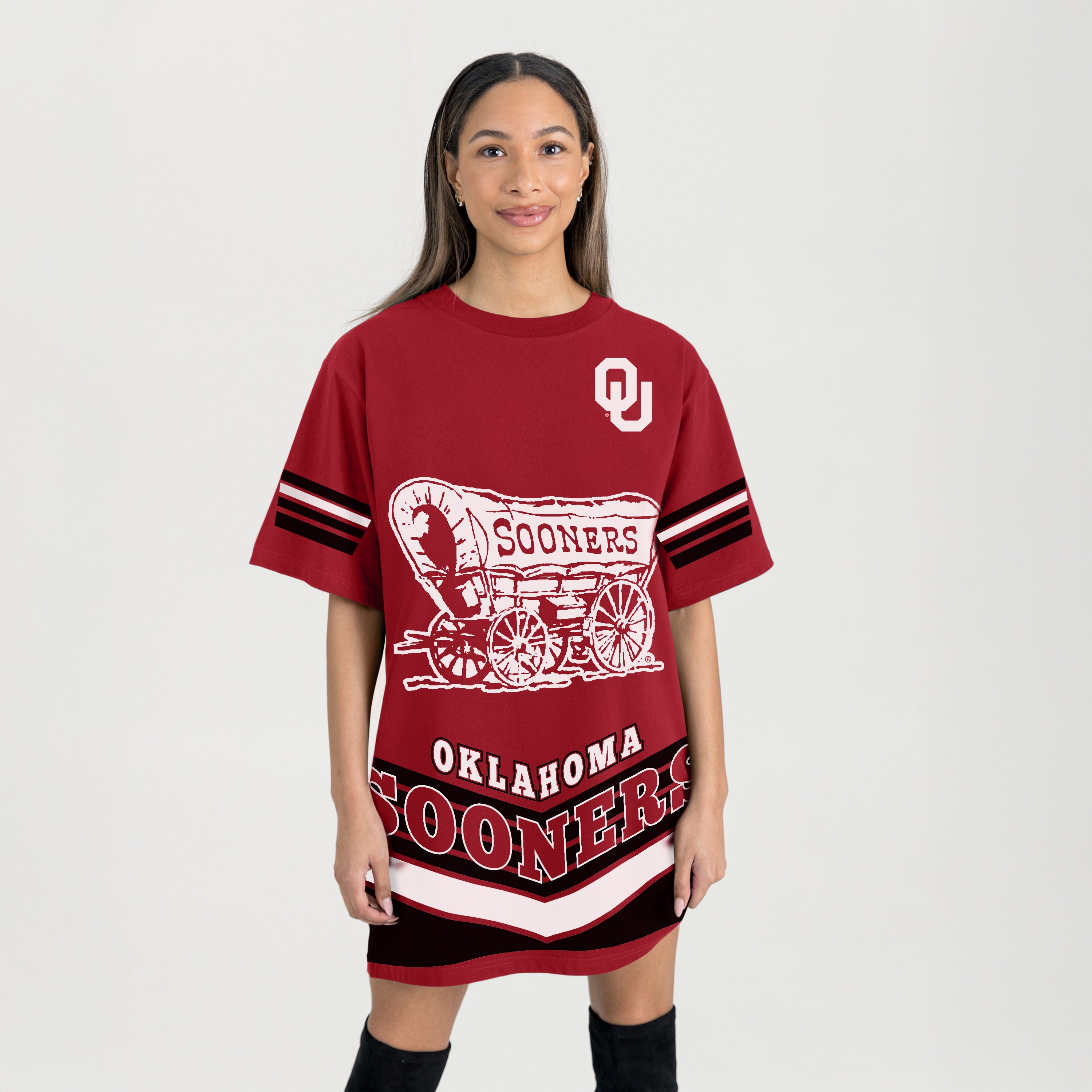 OKLAHOMA SOONERS PERFECT SCORE RETRO T-SHIRT DRESS