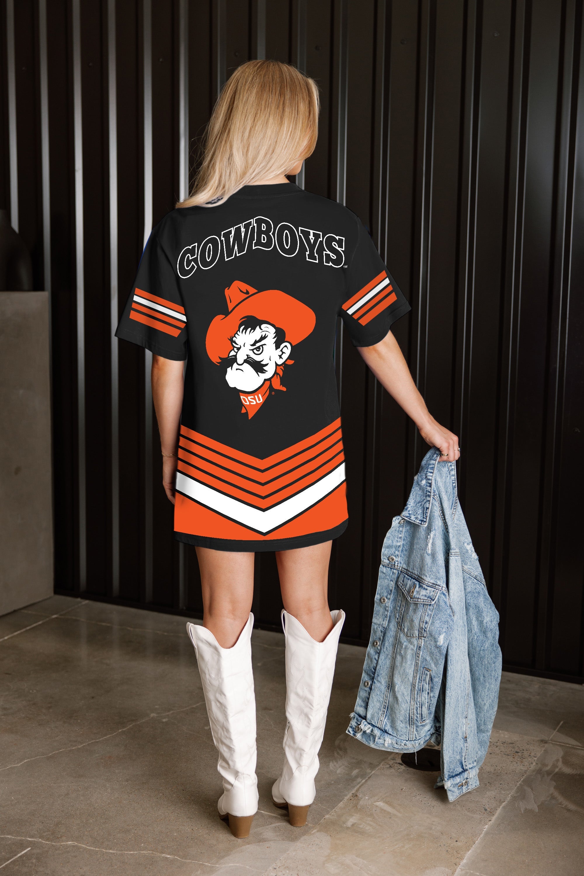 OKLAHOMA STATE COWBOYS PERFECT SCORE RETRO T-SHIRT DRESS
