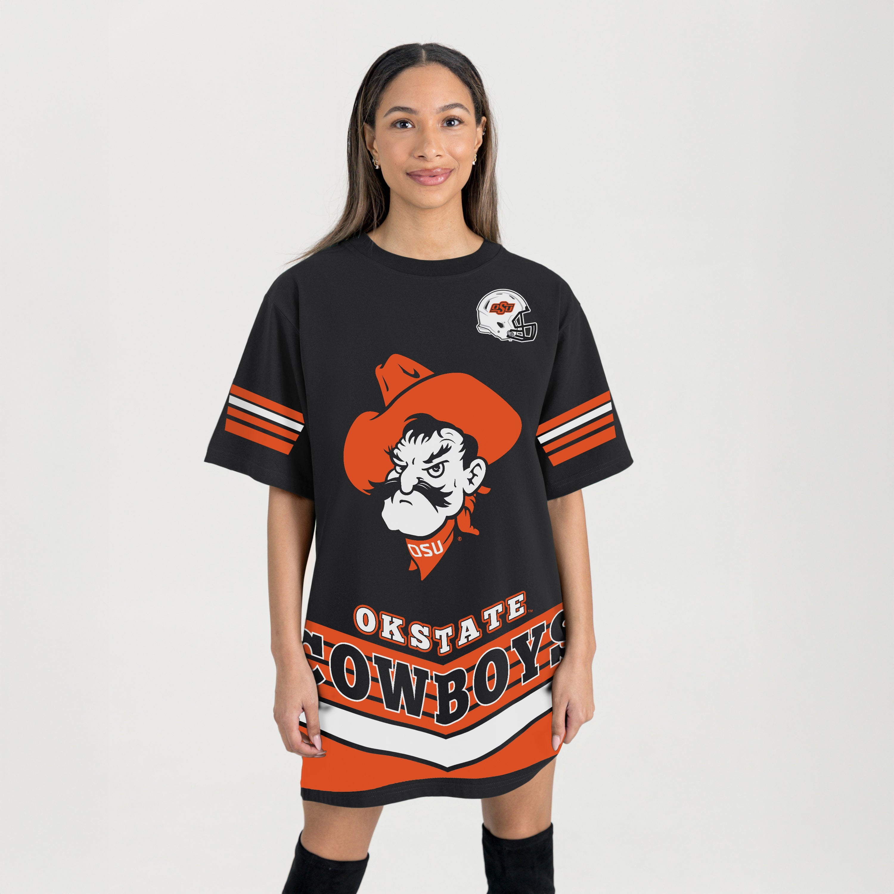 OKLAHOMA STATE COWBOYS PERFECT SCORE RETRO T-SHIRT DRESS