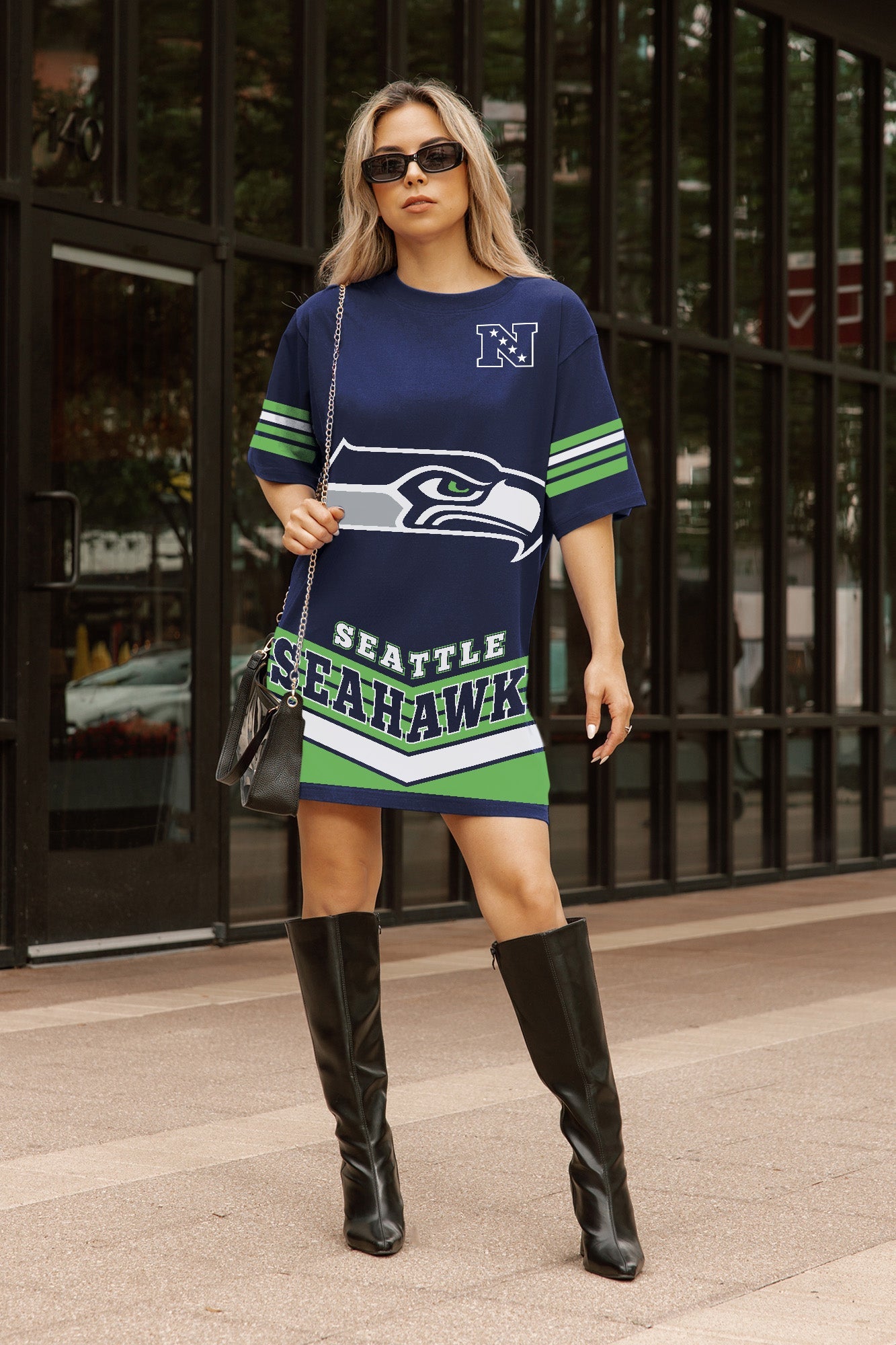 SEATTLE SEAHAWKS PERFECT SCORE RETRO T-SHIRT DRESS