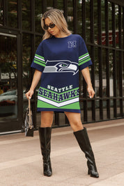 SEATTLE SEAHAWKS PERFECT SCORE RETRO T-SHIRT DRESS