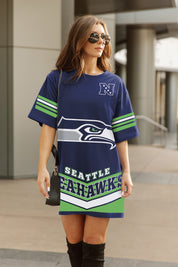 SEATTLE SEAHAWKS PERFECT SCORE RETRO T-SHIRT DRESS