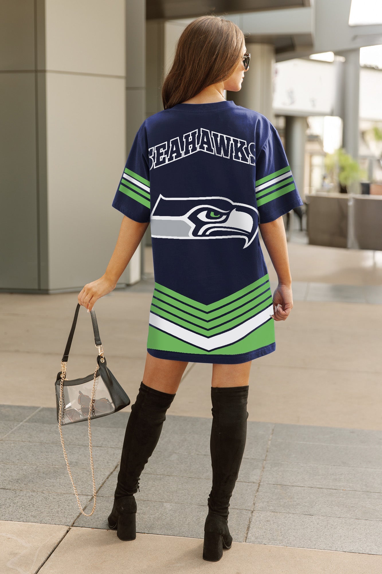 SEATTLE SEAHAWKS PERFECT SCORE RETRO T-SHIRT DRESS