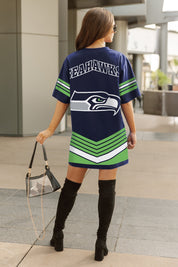 SEATTLE SEAHAWKS PERFECT SCORE RETRO T-SHIRT DRESS