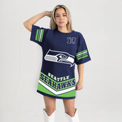SEATTLE SEAHAWKS PERFECT SCORE RETRO T-SHIRT DRESS