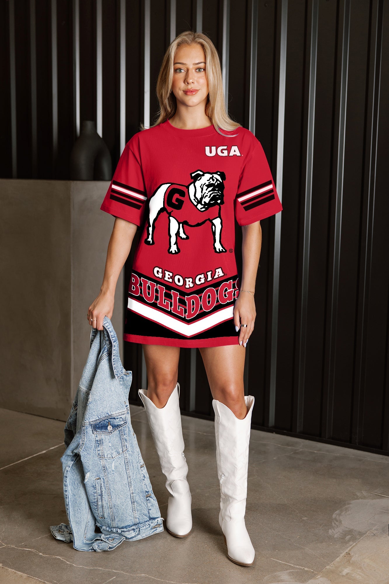 GEORGIA BULLDOGS PERFECT SCORE RETRO T-SHIRT DRESS