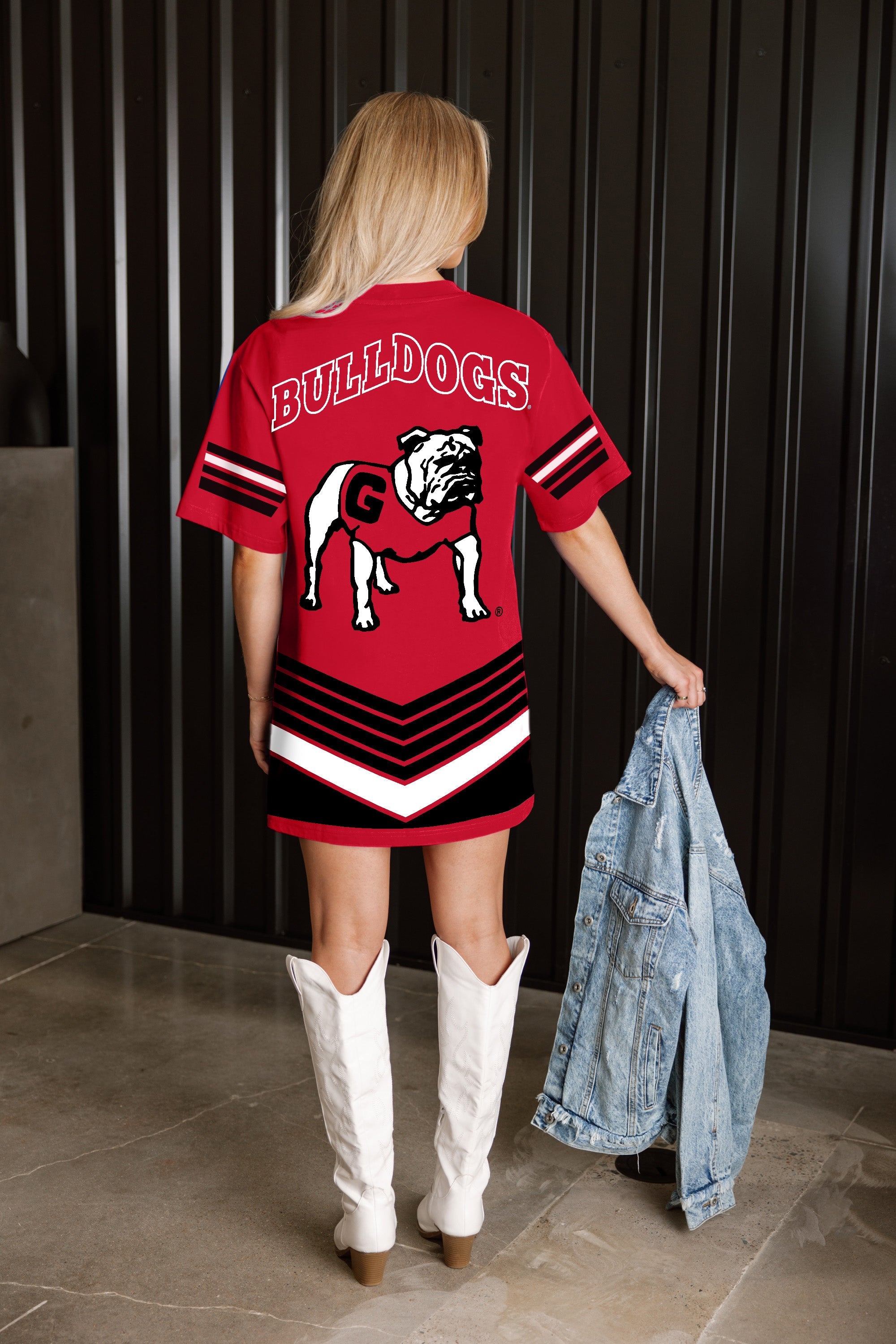 GEORGIA BULLDOGS PERFECT SCORE RETRO T-SHIRT DRESS