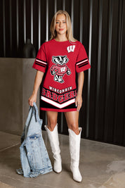 WISCONSIN BADGERS PERFECT SCORE RETRO T-SHIRT DRESS