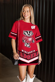 WISCONSIN BADGERS PERFECT SCORE RETRO T-SHIRT DRESS
