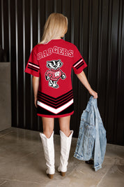 WISCONSIN BADGERS PERFECT SCORE RETRO T-SHIRT DRESS