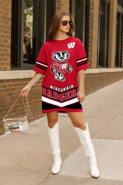 WISCONSIN BADGERS PERFECT SCORE RETRO T-SHIRT DRESS