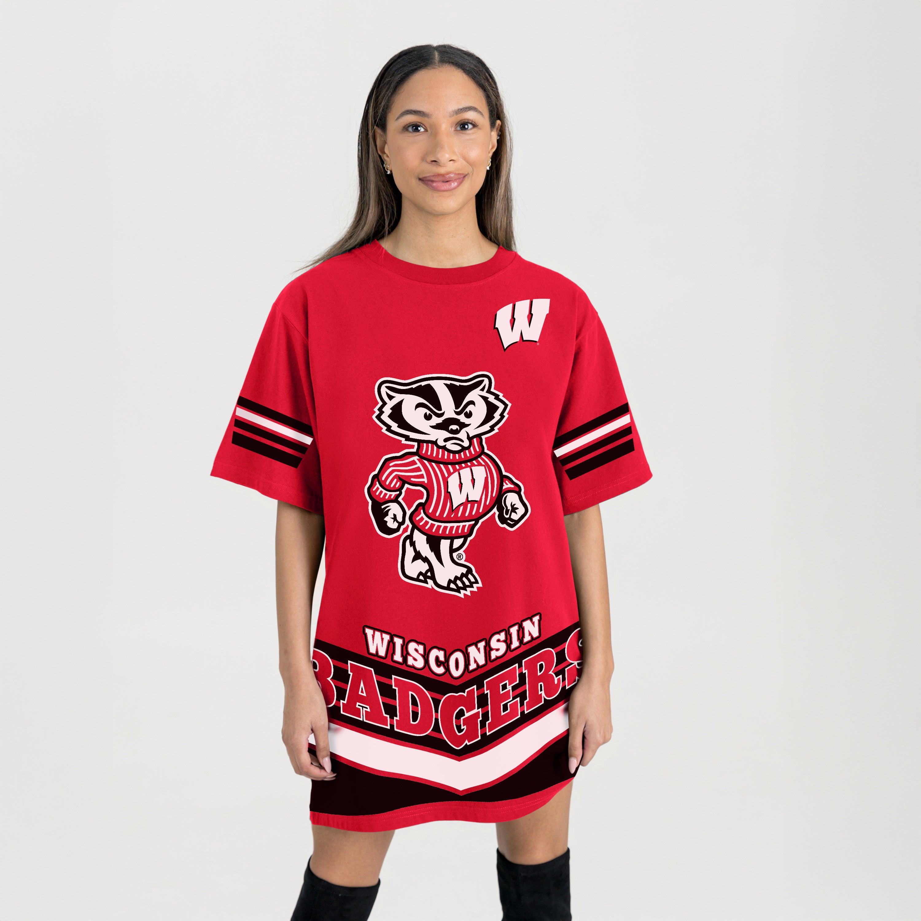 WISCONSIN BADGERS PERFECT SCORE RETRO T-SHIRT DRESS