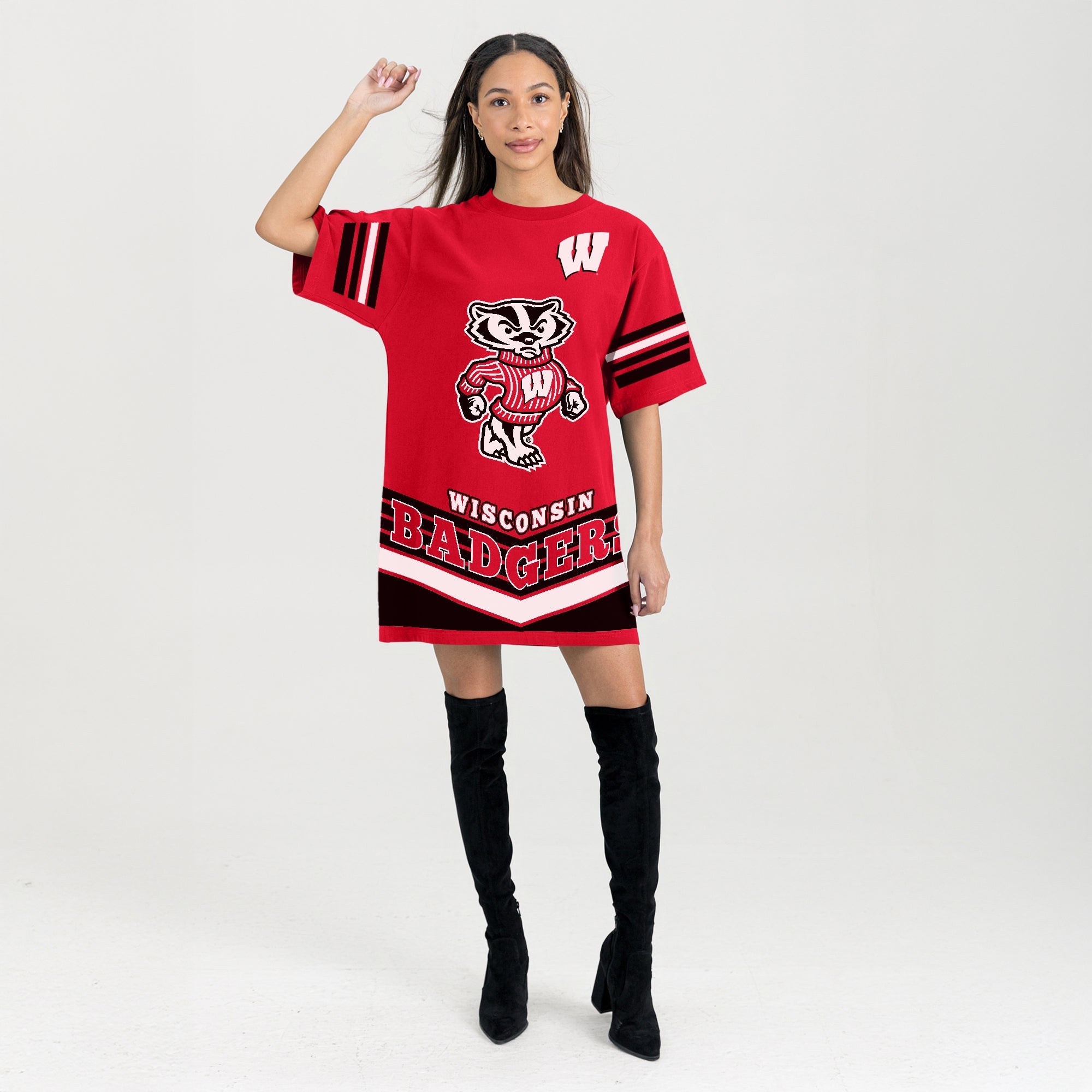 WISCONSIN BADGERS PERFECT SCORE RETRO T-SHIRT DRESS