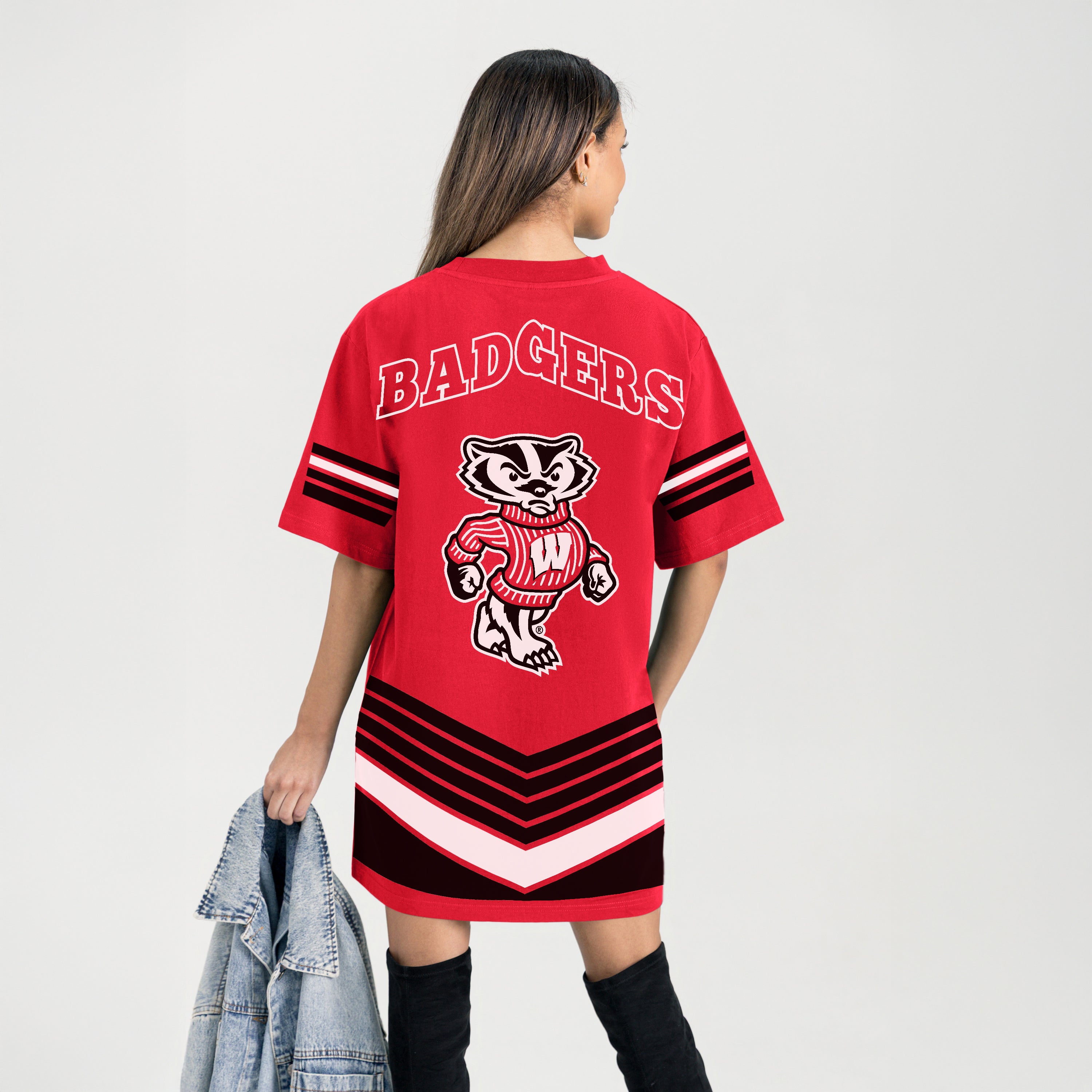 WISCONSIN BADGERS PERFECT SCORE RETRO T-SHIRT DRESS