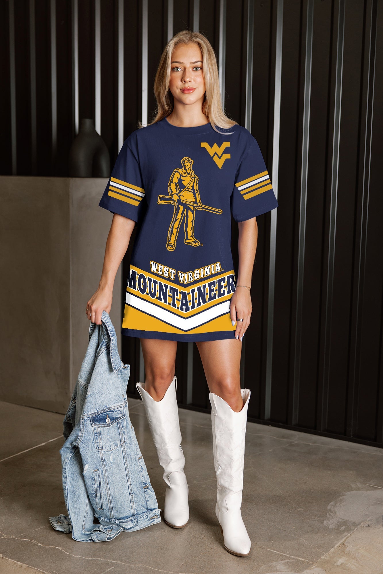 WEST VIRGINIA MOUNTAINEERS PERFECT SCORE RETRO T-SHIRT DRESS