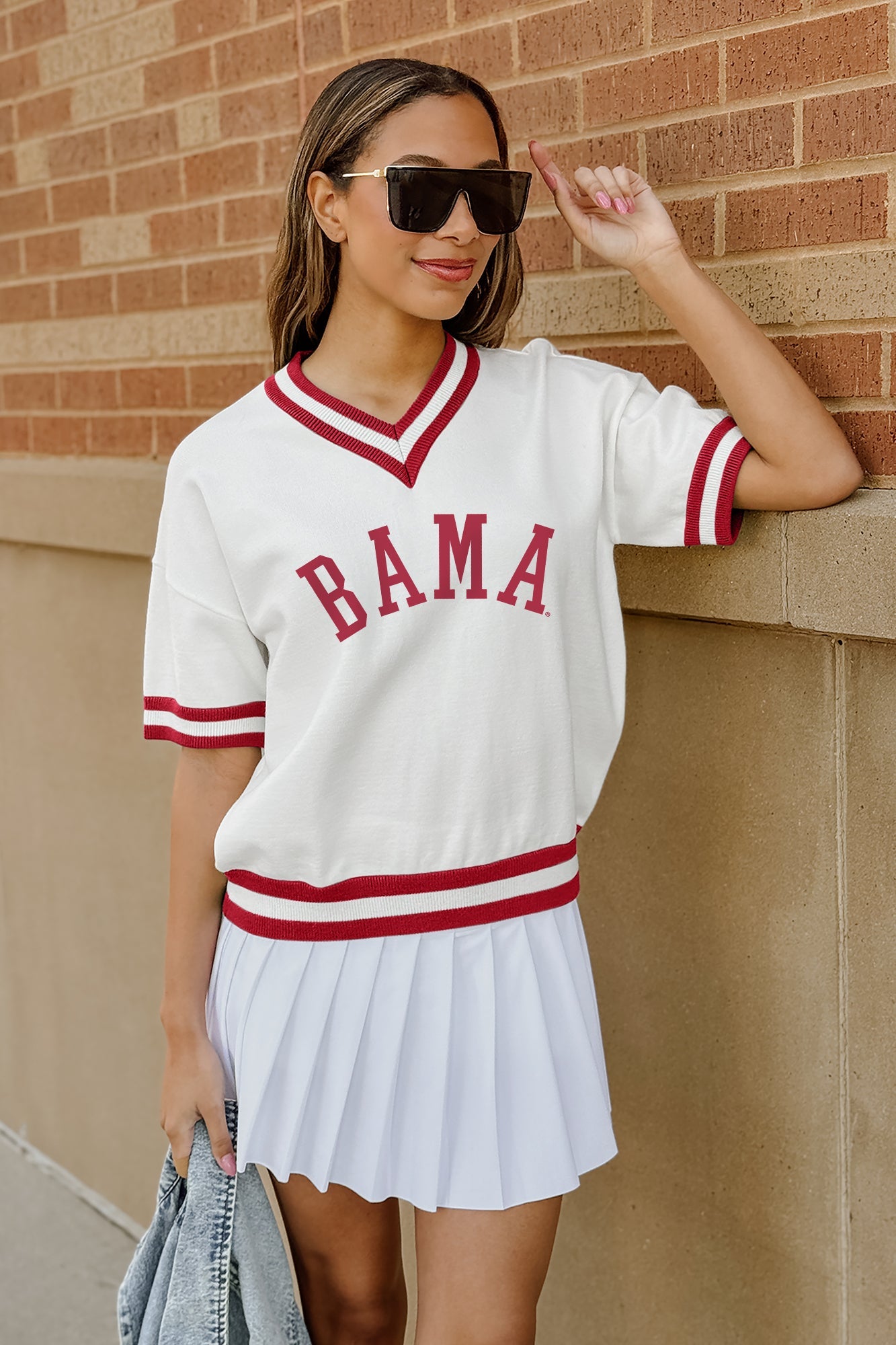 ALABAMA CRIMSON TIDE INFINITE CHARM VARSITY V-NECK SWEATER